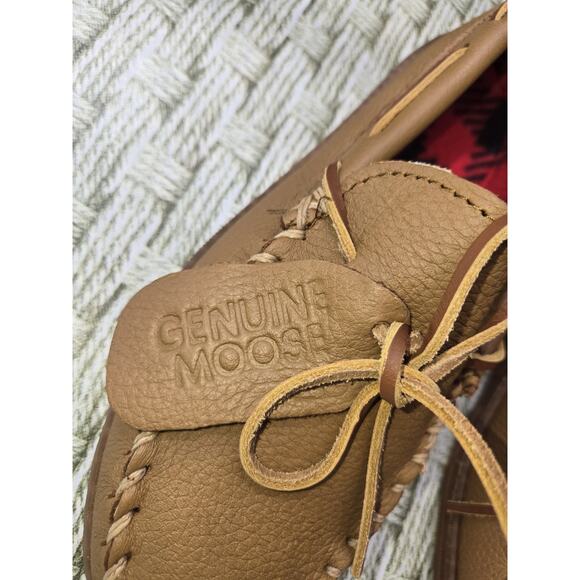 Minnetonka Men\'s Moosehide Leather Plaid Fleece Moccasin Size US 10 3950 main image 4